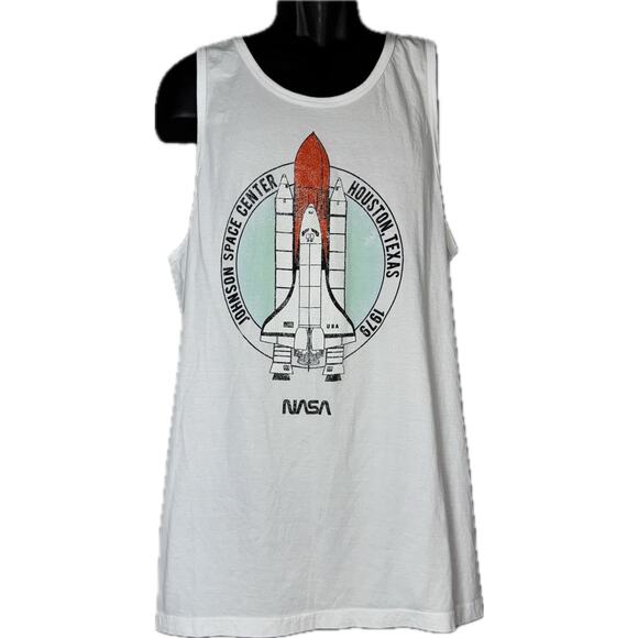 NASA Johnson SHUTTLE Ripple Junction Mens XL Tank Top Sleeveless Tee White - Picture 1 of 3